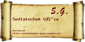 Sedlatschek Géza névjegykártya